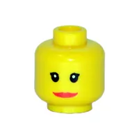 Minifig Head, Red Lips, Wide Smile, Small Eyelashes Print [Blocked Open Stud]