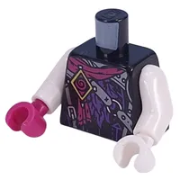 Torso, Odd Hands, Magenta Sash, Silver Straps/Armor, Dark Purple Features, Bright Light Yellow Badge print, White Arms, Left White Hand, Right Magenta Hand