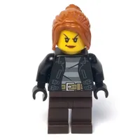 Criminal, Woman, Open Black Jacket over Prison Shirt, Dark Brown Legs, Dark Orange Hair