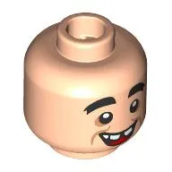 Minifig Head LeFou, Thick Black Eyebrows, Open Mouth, Crooked Teeth / Closed Mouth Smile