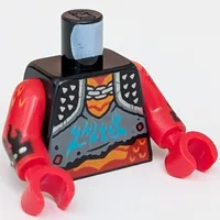 Torso Vest, Spikes on Shoulders, Red Belly print, Red Arms and Hands