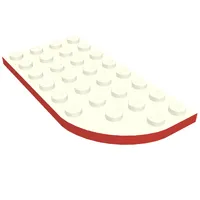 Plate Round Curved 4 x 8 Left with Waffle Bottom with Red Line on Curved Edge Print