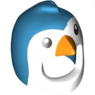 Costume / Mask, Bird Penguin with White Face, Black Eyes and Orange Beak Print