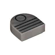 Tile Round 1 x 1 Half Circle with Black Circle and 4 Lines print (vent / piston)
