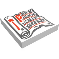 Tile 2 x 2 with Black Scroll and Red Spell Print