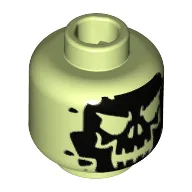 Minifig Head Doctor Phosphorus, Black Skull Print [Hollow Stud]