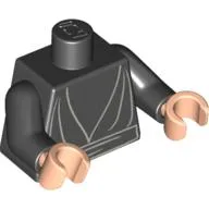 Torso Jedi Robe, Waist Sash Print, Black Arms, Light Nougat Hands