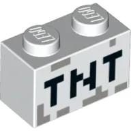 Brick 1 x 2 with Black 'TNT' Pixelated Print