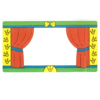 Backdrop for Sets 3615-2 and 9131-1, Theater Curtains, Green Borders / Light Orange