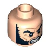 Minifig Head Wolverine, Bushy Eyebrows, Long Thick Sideburns, Stubble, Frown / Angry Print