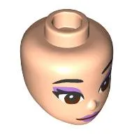 Minidoll Head with Black Eyebrows, Lavender Eyeshadow, Lips, Reddish Brown Eyes