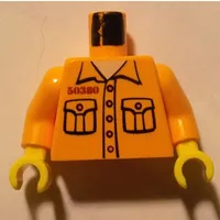 Torso Prison Shirt with 2 Pockets, '50380' Print, Medium Orange Arms, Yellow Hands