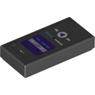 Tile 1 x 2 with Smart Phone with Purple Screen, White 'Awesome' Print