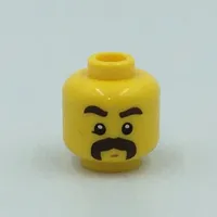 Minifig Head, Dark Brown Eyebrows, Moustache Thick, Chin Dimple, White Pupils print