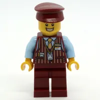 Train Conductor, Dark Red Suit with Tie, Dark Red Hat