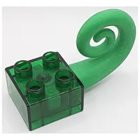 Duplo Brick 2 x 2 with Green Curled Rubber Tail