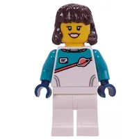 Astronaut, White/Dark Turquoise Spacesuit, Dark Brown Hair
