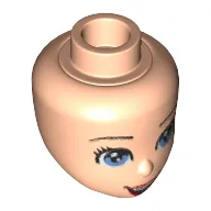 Minidoll Head with Blue Eyes, Red Lips, Open Mouth Print (Ariel)