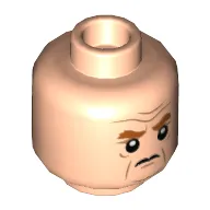 Minifig Head Gunnar Eversol, Reddish Brown Eyebrows, Smirk / Scowl Print