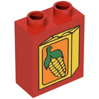Duplo Brick 1 x 2 x 2 with Corn on Box Print