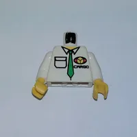 Torso Shirt with Cargo Logo and Green Tie Print, White Arms, Yellow Hands