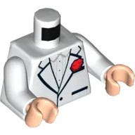 Torso Tuxedo Jacket over Ruffled Shirt, Red Flower, Two Pockets Print (Bruce Wayne), White Arms, Light Nougat Hands