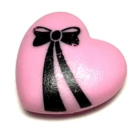 Clikits Icon, Heart 2 x 2 Large with Pin, Black Bow Print