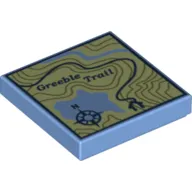 Tile 2 x 2 with Topographical Trail Map with Compass and 'Greeble Trail' Print