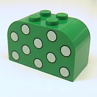 Brick Curved 2 x 4 x 2 Double with Dots Light Green Print