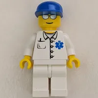 Doctor, White Shirt with Star of Life Logo, Blue Cap, Silver Sunglasses