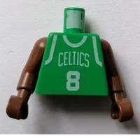 Torso Basketball Jersey, Boston Celtics '8' Print, Long One Piece Arms Brown (NBA)