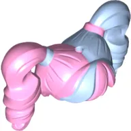 Hair Pigtails High Bouncy and Hole on Top with Bright Light Blue Left Side Pattern