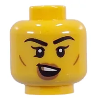 Minifig Head Nougat Lips, Cheek Lines, Open Mouth Crooked Smile, Gold Tooth / Closed Mouth Crooked Smile