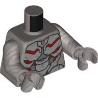Torso, Ultron Silver/Red Armor Plating print, Flat Silver Arms and Hands