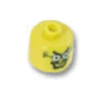 Pen Bead, Round Large, Curved Edges / Cylinder with Minifig Head with Glasses and Goatee Print