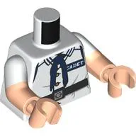 Torso, Dual Molded Arms with Marine Uniform, Dark Blue Tie, 'CADET' Badge, Black Belt print, White Sleeves Pattern, Light Nougat Arms and Hands