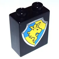 Duplo Brick 1 x 2 x 2 with Shield, Lion and Crown on Yellow and Blue Background Print