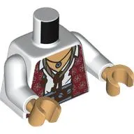 Torso, Dark Red Jacket, Gold Decorations, Dark Orange Belt, White Shirt, Necklace with Keys print, White Arms, Nougat Hands