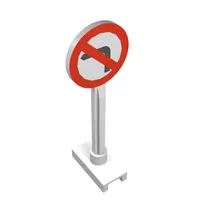 Road Sign Round with Left Turn Prohibited Print