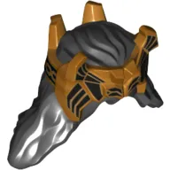 Hair and Crown, Long Wavy with Ragged Ends, Gold Crown Print