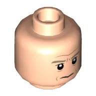 Minifig Head General Maximillian Veers, Dark Tan Eyebrows, Lines Under Eyes, Stern Print