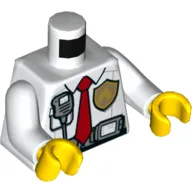 Torso Shirt, Badge, Radio, Utility Belt with Screen, Red Tie Print, White Arms, Yellow Hands