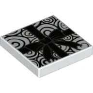 Tile 2 x 2 with Black Swirls and Ribbon Print