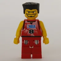 Basketball Player, Red  Torso, Red Legs #8, Black Hair