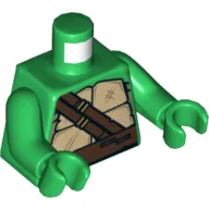 Torso Turtle Shell with Dark Brown Horizontal and Diagonal Belt Print, Green Arms and Hands