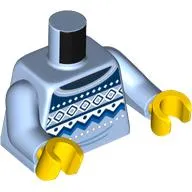 Torso Sweater, Blue, White, and Dark Blue Details Print, Bright Light Blue Arms, Yellow Hands