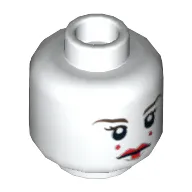 Minifig Head Padme Amidala (Queen), Red Lips, Eyelashes, 2 Red Dots on Cheeks Print