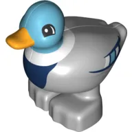 Duplo Animal Duck with Bright Light Orange Bill, Medium Azure Head and Feathers, Dark Blue Chest