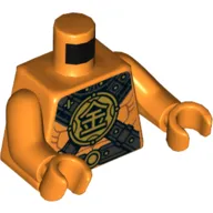 Torso Muscles with Armor Collar and Black Cross Straps with Round Emblem Print, Orange Arms and Hands