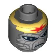 Minifig Head Turk Falso, Light Bluish Gray Face, Large Eyes and Yellow Headband with Red Star Print